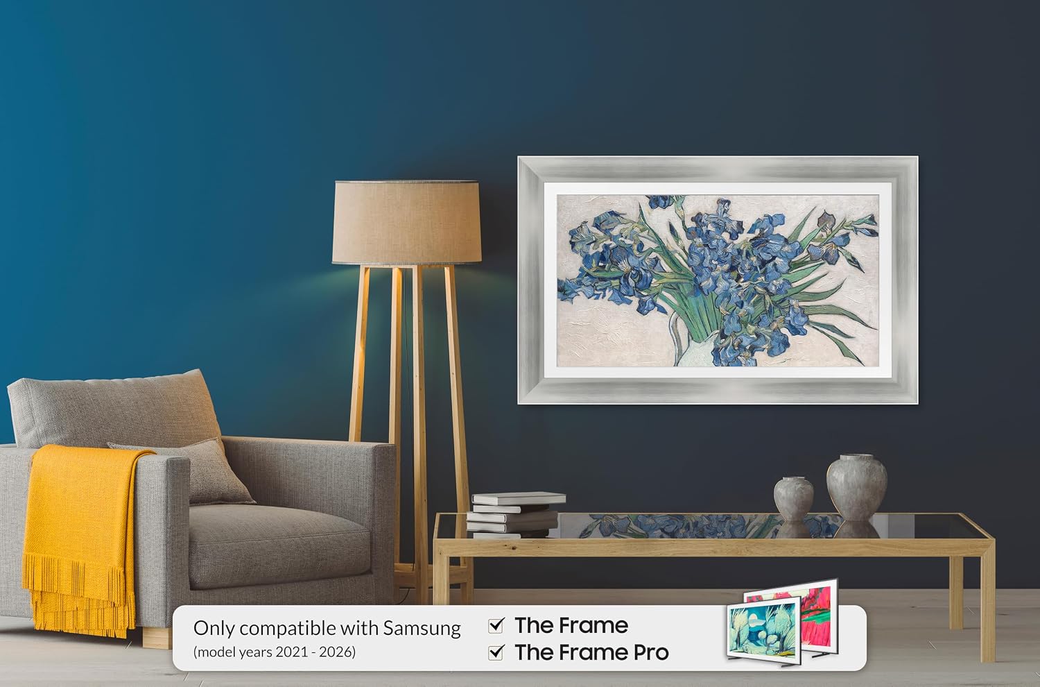 Frame My TV Deco TV Frames - Brushed Stainless Smart Frame Compatible ONLY with Samsung The Frame TV and Pro (43', Fits 2021-2025)