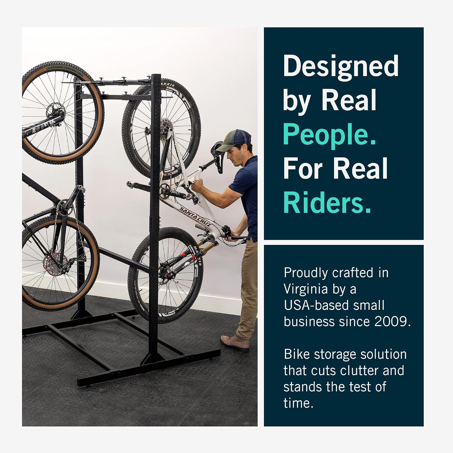 StoreYourBoard Freestanding Bike Rack for 8 Bikes - Heavy Duty Aluminum & Steel Indoor Bike Rack Garage - Space-Saving Vertical Bike Rack for Road, Mountain, and Hybrid Bicycles - Holds Up to 300 Lbs
