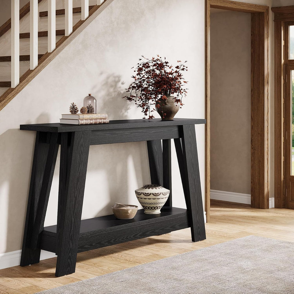 Tribesigns 41.3' Farmhouse Console Table, 2-Tier Wooden Entryway Table with Storage, Rustic Narrow Behind Couch for Living Room, Hallway, Foyer,Natural