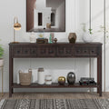 Merax Solid Wood Entryway Table with Storage Drawers, 60' Long Sofa Table Bebind Couch with Bottom Shelf, Rustic Console Tables, Espresso