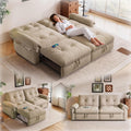 77' Queen Size Sofa Bed, Loveseat Sleeper Sofa with Pull Out Bed, Pockets and USB, Modern 2 Seater Convertible Small Couch for Living Room Bedroom Apartment, Brown