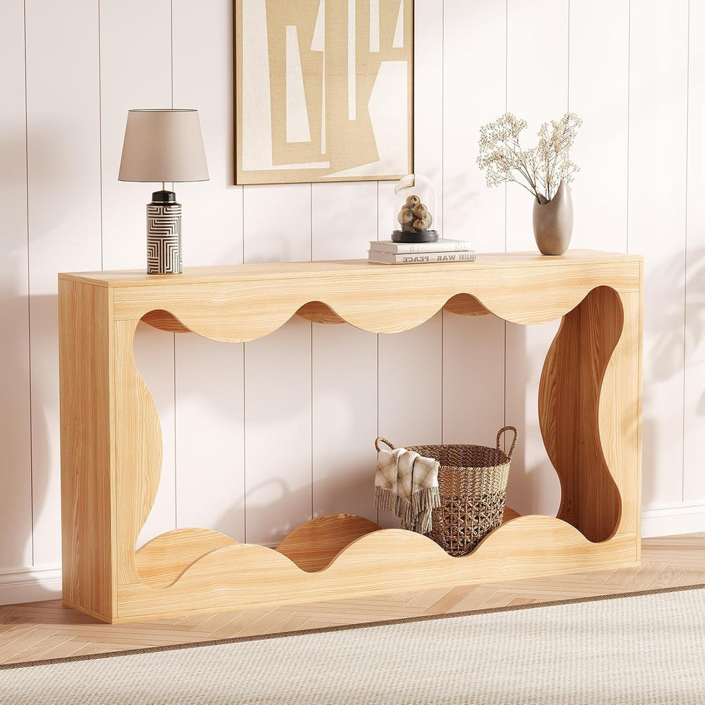 63' Long Console Table for Entryway, Wooden Entry Table, Behind Couch Tables with Storage, Industrial Console Sofa Tables for Living Room, Hallway, Entrance, Foyer