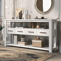 62 in White Console Table with 4 Drawers and 3-Tier Storage Shelves, Wood Modern Sofa Table Entryway Table Side Table for Entry Way, Hallway, Couch, Living Room, Kitchen, Foyer