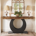 Tribesigns 63-Inch Console Sofa Table, Rustic Industrial Farmhouse Entryway Table, Narrow Long Couch Console Behind Sofa with Black Circle Base for Living Room Hallway, Rustic Brown