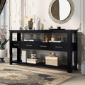 62 in Black Console Table with 4 Drawers and 3-Tier Storage Shelves, Wood Modern Sofa Table Entryway Table Side Table for Entry Way, Hallway, Couch, Living Room, Kitchen, Foyer