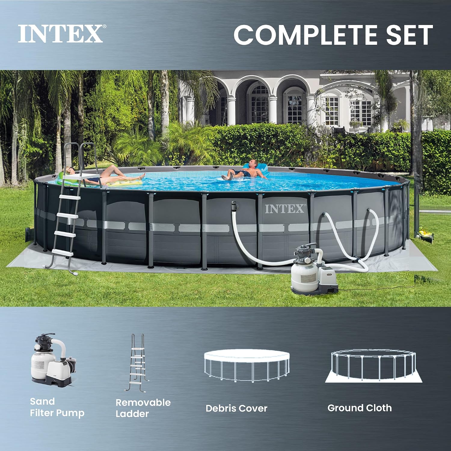 INTEX 26339EH Ultra XTR 24ft x 52in Above Ground Swimming Pool Set with Sand Filter Pump and Deluxe Automatic Vacuum Cleaner.