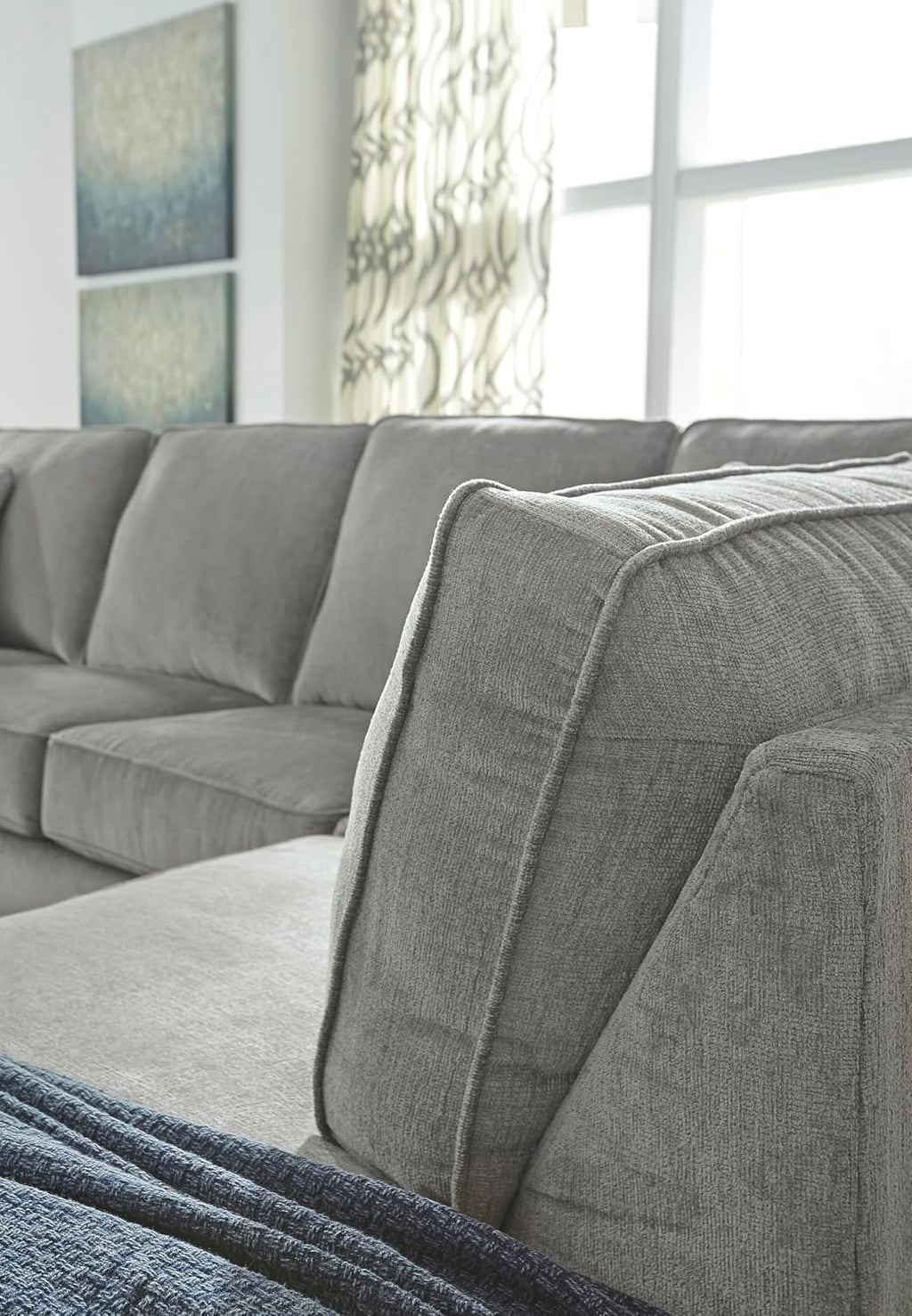 Signature Design by Ashley Altari Urban Right-Arm Facing 2-Piece Sleeper Sectional with Chaise, Loose Seat Cushions, 2 Throw Pillows and Bi-Fold Memory Foam Mattress, Full, Light Gray