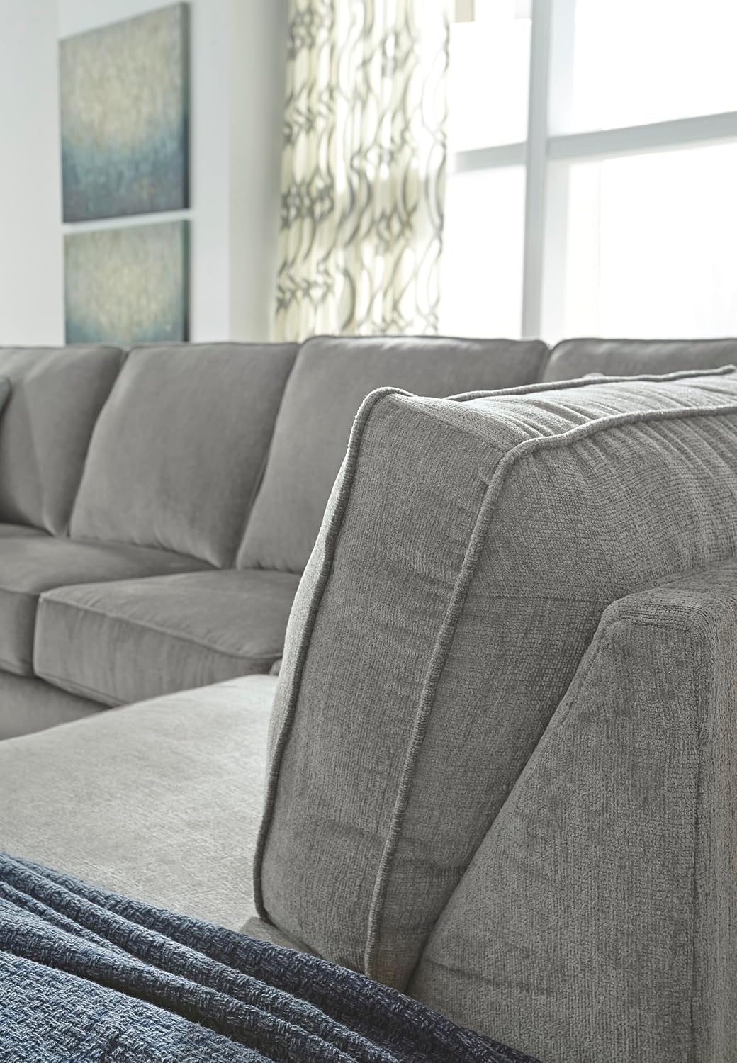 Signature Design by Ashley Altari Urban Right-Arm Facing 2-Piece Sleeper Sectional with Chaise, Loose Seat Cushions, 2 Throw Pillows and Bi-Fold Memory Foam Mattress, Full, Light Gray