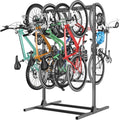 TORACK Freestanding Bike Storage Stand for Garage, Heavy Duty 7 Bikes and 7 Helmets Vertical Bike Storage Stand Floor Bikes Storage Rack