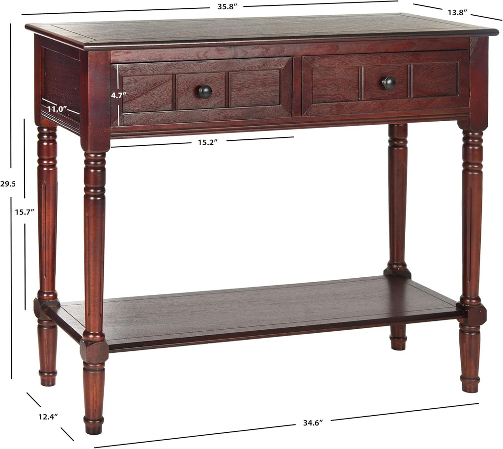 SAFAVIEH Home Collection - Samantha Entryway Console Table, Dark Cherry 2-Drawer Storage Sofa Table (AMH5710D)