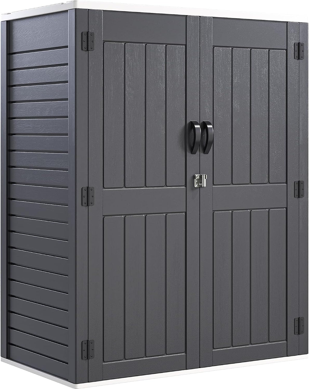 YITAHOME 59 Cuft Outdoor Tall Storage Shed, Waterproof Vertical Resin Shed for Garden, Garage, Patio, Lockable Tool Storage, No Shelves Included, Dark Gray