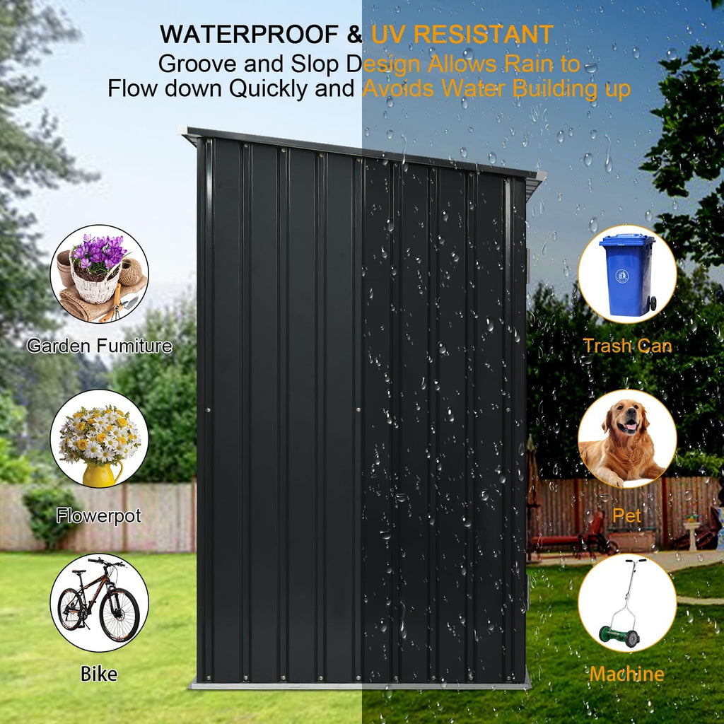 Outdoor Storage Shed, 3 x 3 FT Metal Steel Garden Shed with Single Lockable Door, Small Shed Outdoor Steel Utility Tool Shed for Backyard Patio Garden Lawn, Grey