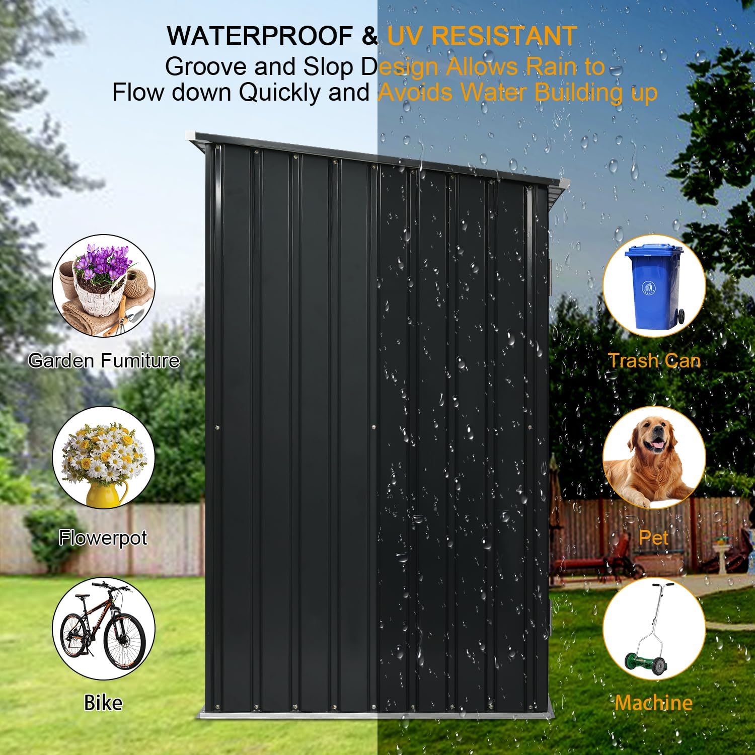 Outdoor Storage Shed, 3 x 3 FT Metal Steel Garden Shed with Single Lockable Door, Small Shed Outdoor Steel Utility Tool Shed for Backyard Patio Garden Lawn, Grey