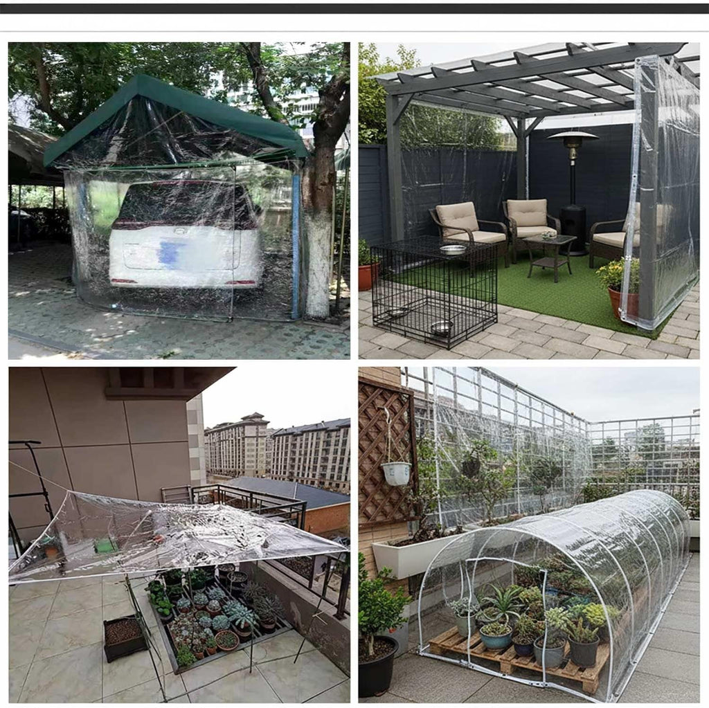 Clear Tarps 0.35mm Heavy Duty Tarp Waterproof Tarpaulin Cover, Windproof Plastic Tarp with Grommets, Outdoor Rainproof Covering for Pergola 3 ft to 20 ft(11x18ft)