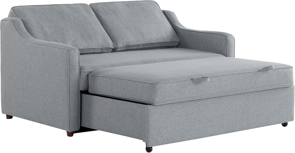 Serta® Corren 68.1' Queen Sized Convertible Sofa, Dream Coil® Comfort, Fingerguard® Pinch Point Protection, Sofa Chenille Fabric, Light Gray