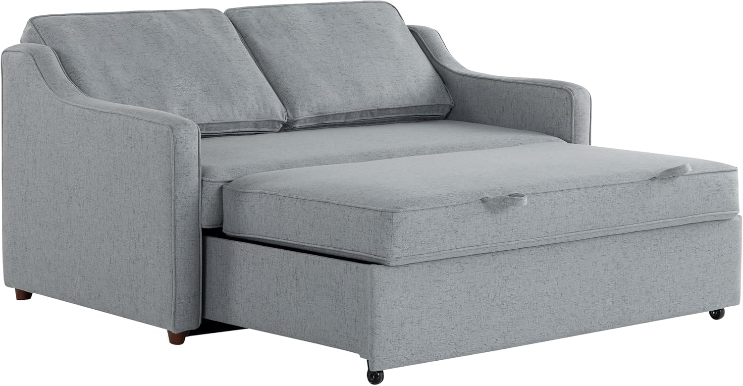 Serta® Corren 68.1' Queen Sized Convertible Sofa, Dream Coil® Comfort, Fingerguard® Pinch Point Protection, Sofa Chenille Fabric, Light Gray