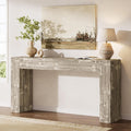 Solid Wood Console Table, 63-Inch Farmhouse Sofa Table Behind Couch for Entryway, Living Room, Foyer, Easy Assembly (Weathered Gray)