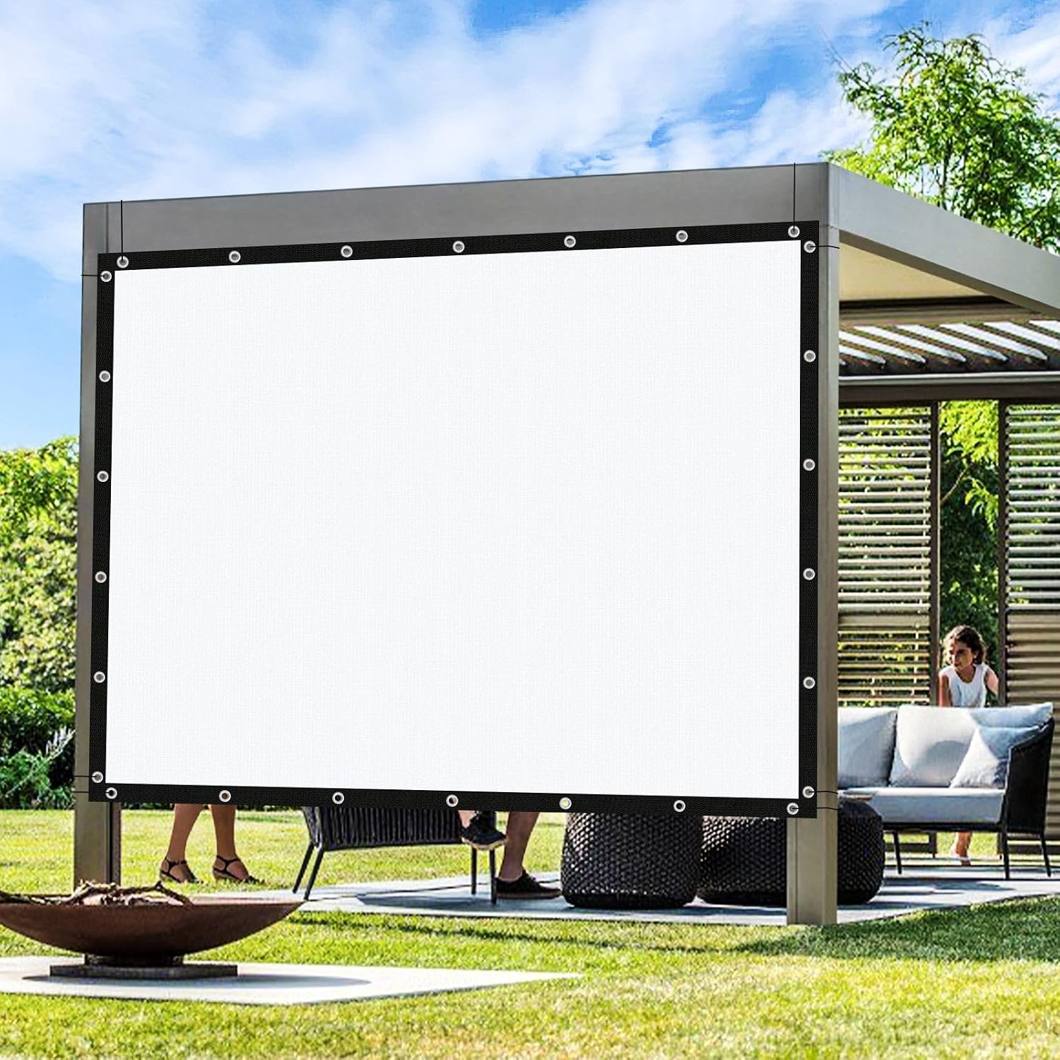 Artpuch Outdoor Pergola Shade Cover 14x20 FT Sun Shade Cloth with Grommets White Commercial Grade Patio Privacy Screen Shade Canopy (Customized Available) GN06