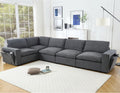 Modular Sectional Couch, L-Shaped Sectional Sofa Chaise with Dual USB-C Charging & Cup Holders, Modern 5 Seat Couches for Living Room with Storage & Armrests, Soft Linen Fabric, Grey