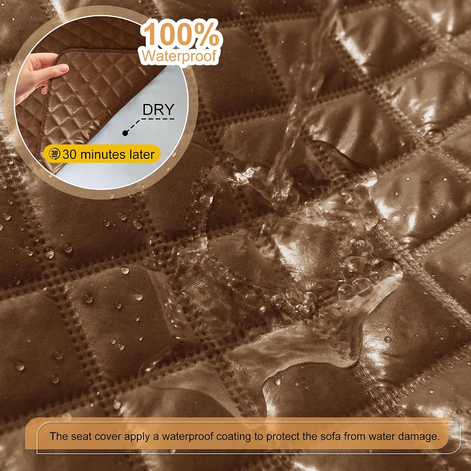 HDCAXKJ 100% Waterproof Reclining Sectional Couch Covers L Shape Recliner Sofa Cover Washable Quilted Soft Pet Dog Corner Recliner Slipcovers with Pockets (5 Seat and 2 Middle Console, Chocolate)