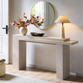 OKD 63 Inch Modern Entryway Console Table, Solid Geometry Accent Sofa Table Behind The Couch, Narrow Console Table for Entryway, Hallway, Living Room, Foyer, White Alder