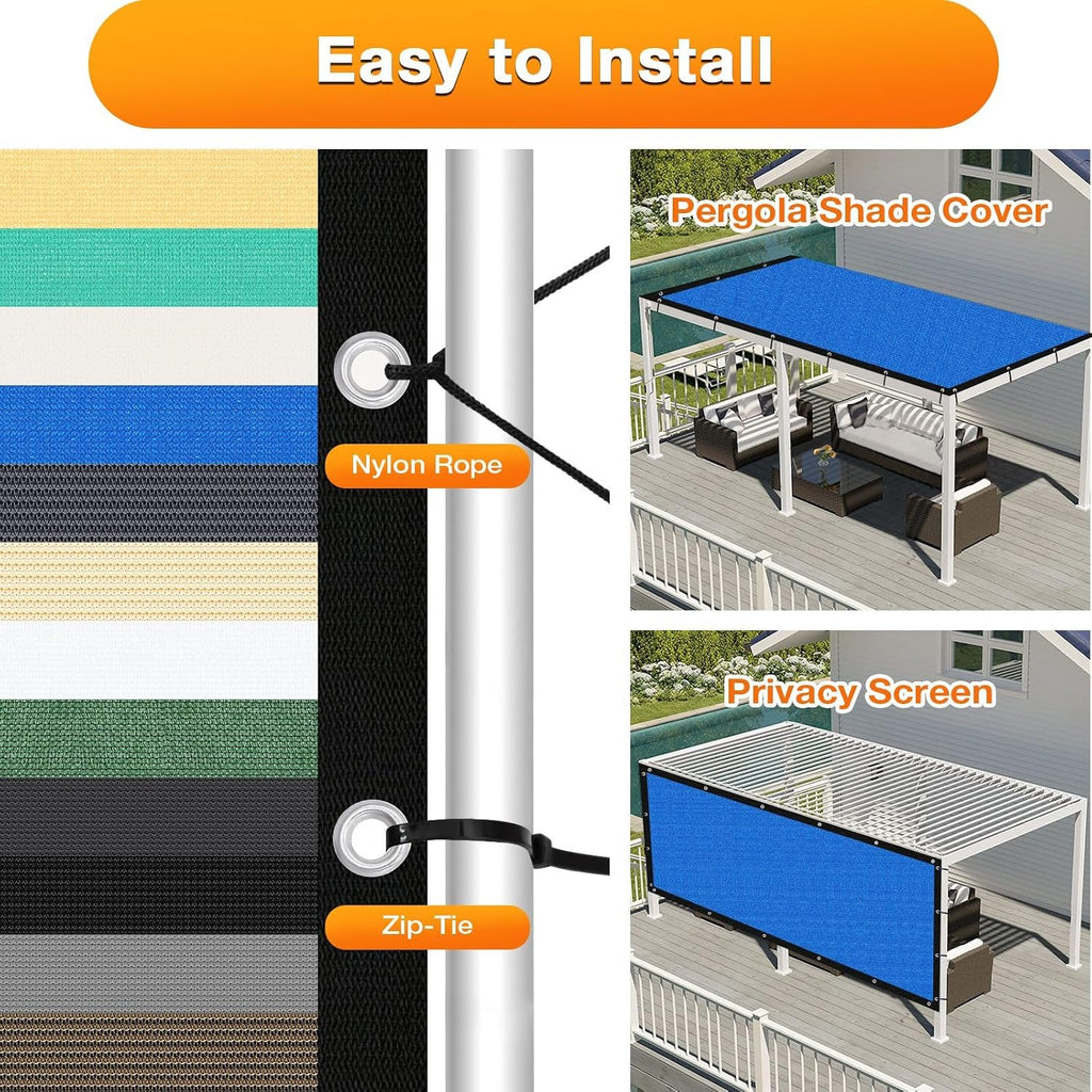 Artpuch Outdoor Pergola Shade Cover 14x20 FT Sun Shade Cloth with Grommets Blue Commercial Grade Patio Privacy Screen Shade Canopy (Customized Available) GN02