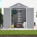 KEIKI 6x5 FT Outdoor Resin Storage Shed, Polypropylene Tool Shed with Sloping Roof & Lockable Door, Waterproof, Rust & UV Proof, All-Weather Garden Shed, Grey