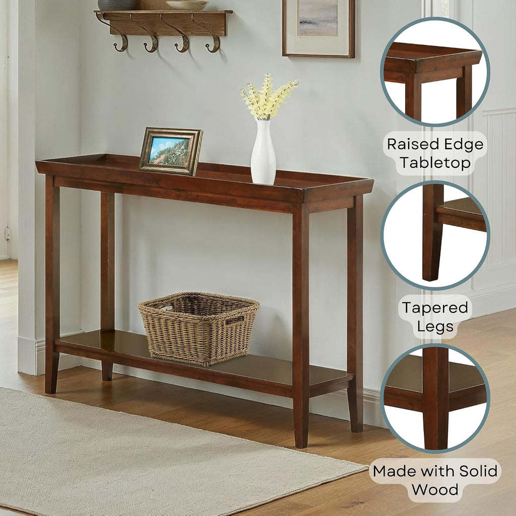 Convenience Concepts Ledgewood Console Table 48' - Modern Narrow Sofa Display Accent with Storage Shelf for Transitional, Traditional Living Room, Entryway, Hallway, or Bedroom, Espresso