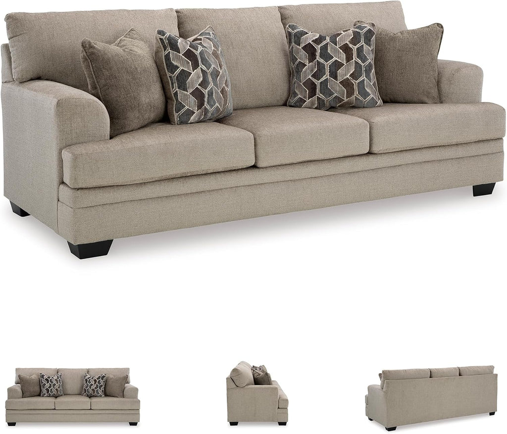 Signature Design by Ashley Stonemeade Casual Sofa with 4 Toss Pillows, Light Brown