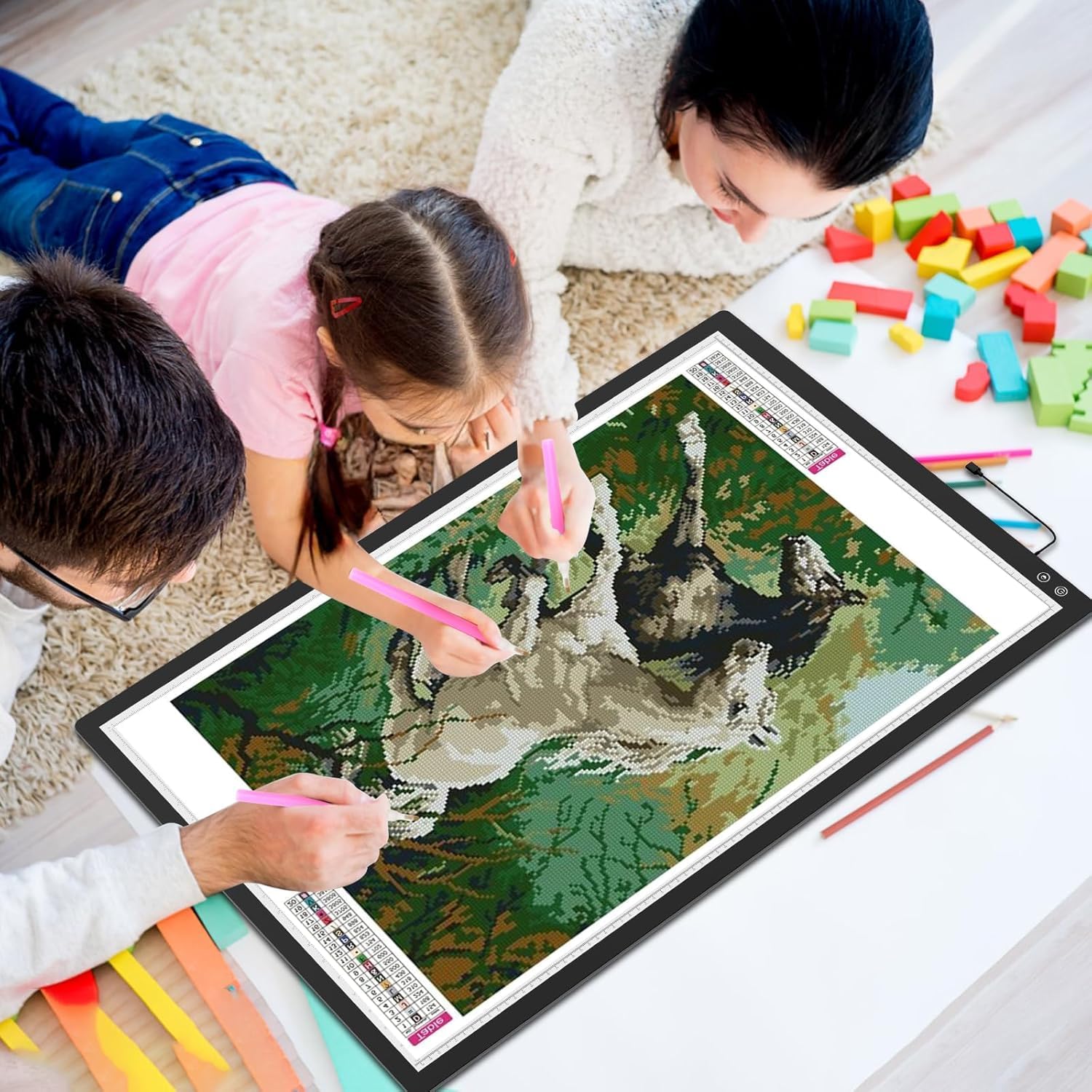 TOHETO Rechargeable A1 Light Pad 35.4'x23.6', Extra Large LED Light Board for Diamond Painting, 3-Color Modes Light Box, Diamond Art Light Table, Lightbox for Tracing and Drawing, Sketching, Artists