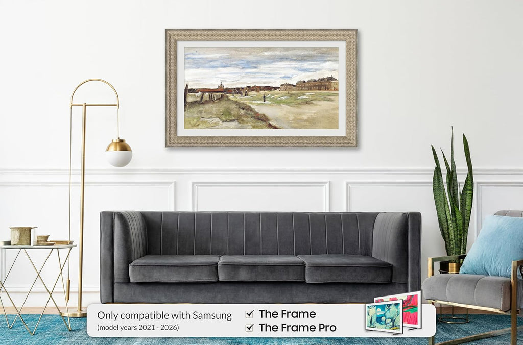 Gatsby Silver 32' Premiere Deco TV Frame - Compatible ONLY with Samsung The Frame TVs (Fits 2021-2026, LS03A, LS03B, LS03C, LS03D, LS03FA)