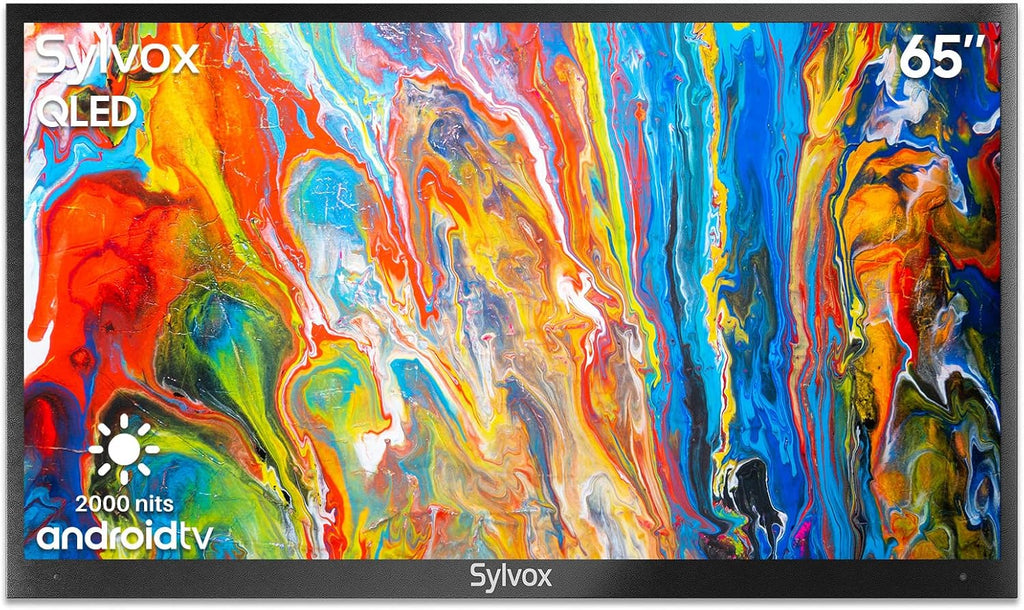 SYLVOX 65 Inch Outdoor Smart TV QLED 4K UHD Waterproof TV, 2000NIT High Brightness Built-in Google Assistant Anti-Glare, Suitable for Outdoor Shaded to Bright Light Areas (PoolproQLED Series)