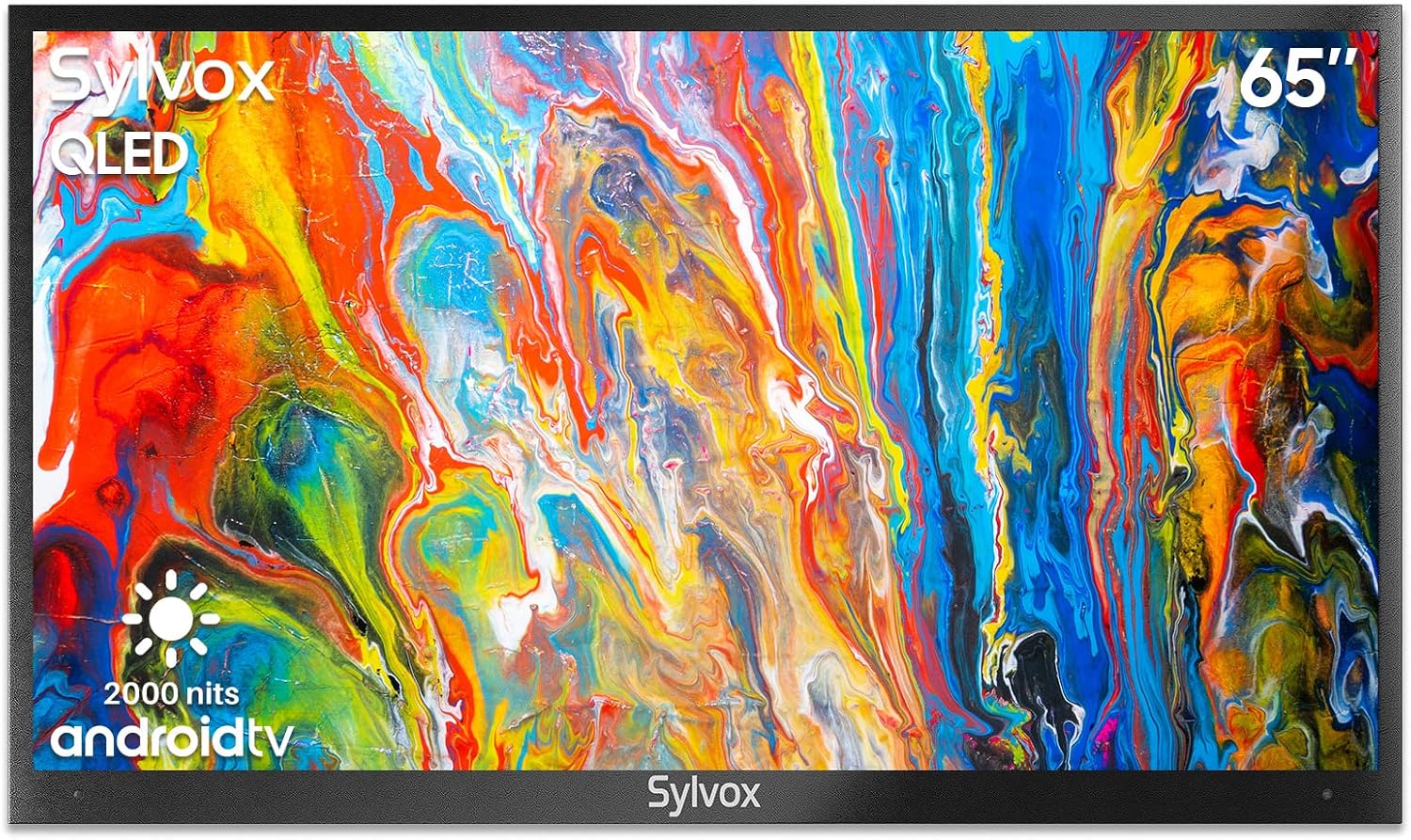 SYLVOX 65 Inch Outdoor Smart TV QLED 4K UHD Waterproof TV, 2000NIT High Brightness Built-in Google Assistant Anti-Glare, Suitable for Outdoor Shaded to Bright Light Areas (PoolproQLED Series)