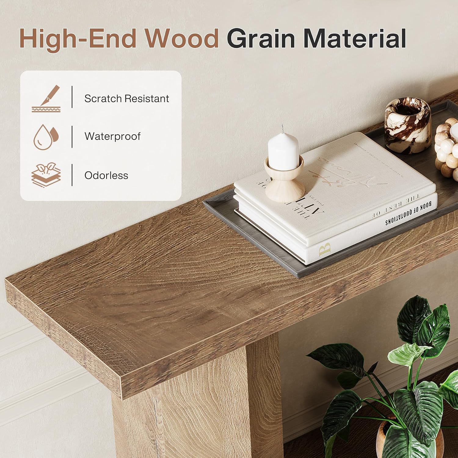 Tribesigns 71-Inch Long Console Table for Entryway, Wooden Sofa Table Behind Couch, for Living Room, Hallway, Foyer, Burlywood