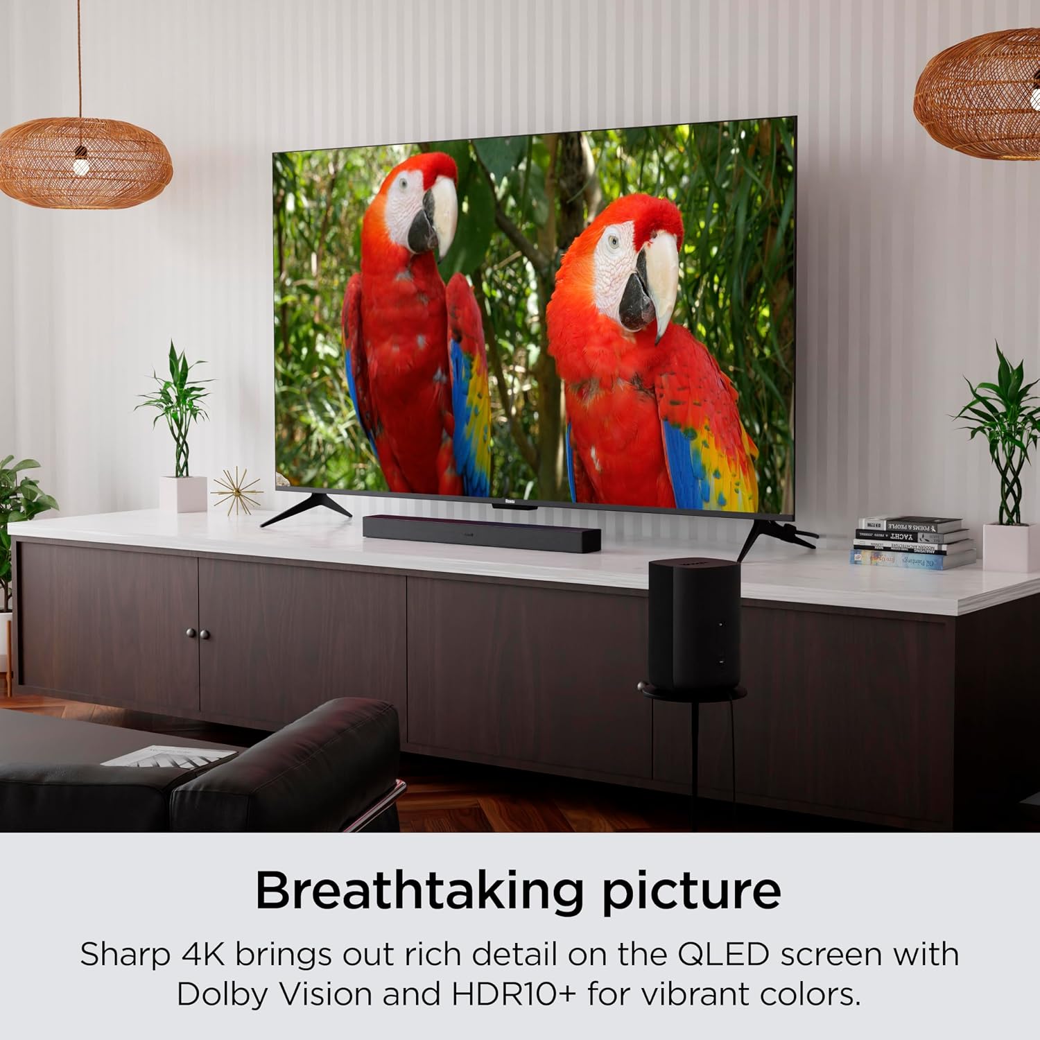 Roku Smart TV – 75-Inch Plus Series 4K QLED RokuTV with Roku Voice Remote Pro, Dolby Vision, Striking 4K Resolution, Automatic Brightness, & Seamless Streaming – Live Local News & Sports