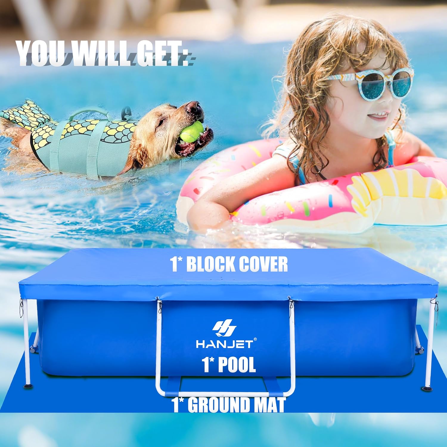 Swimming Pools Above Ground for Adults Kids, 8.5ft x 5.6ft x 25.5in Extra Large Blow Up Pool with Pump, Full Size Family Swimming Pools for Dog Backyard Garden Home Lawn Indoor Outdoor