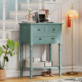 Merax Narrow Console Table, Elegant Slim Sofa Table With Three Storage Drawers and Bottom Shelf for Entryway, Hallway, and Living Room (Light Blue)