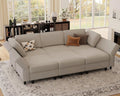 Belffin 88.6' Modular Sectional Sofa,Couch with Deep Seat,Convertible 6 Seat Sleeper Sofa Couch with Movable Storage Ottoman Chaise,Comfy Upholstered Sectional Couches for Living Room,Grey Velvet