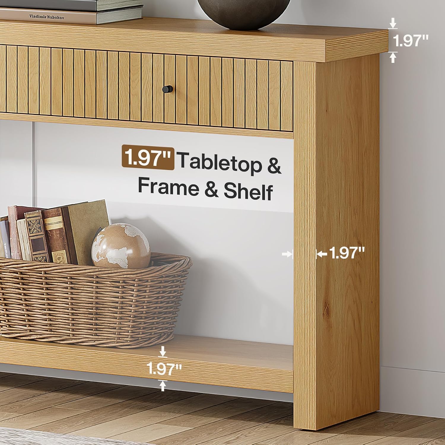 Tribesigns 70.9 inch Console Table with 3 Drawers, Extra Long Entryway Table, Wood Sofa Table Oak Furniture with Open Storage Shelves Wooden Couch Table Foyer Tables for Living Room Hallway Entrance