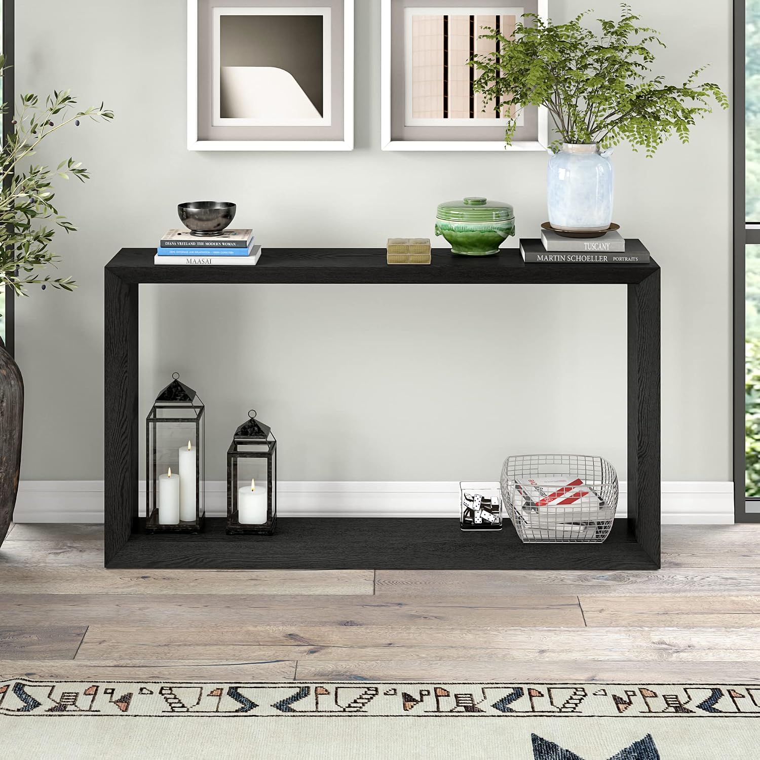 Henn&Hart Osmond Console Table, 55' Wide,Grey,Black