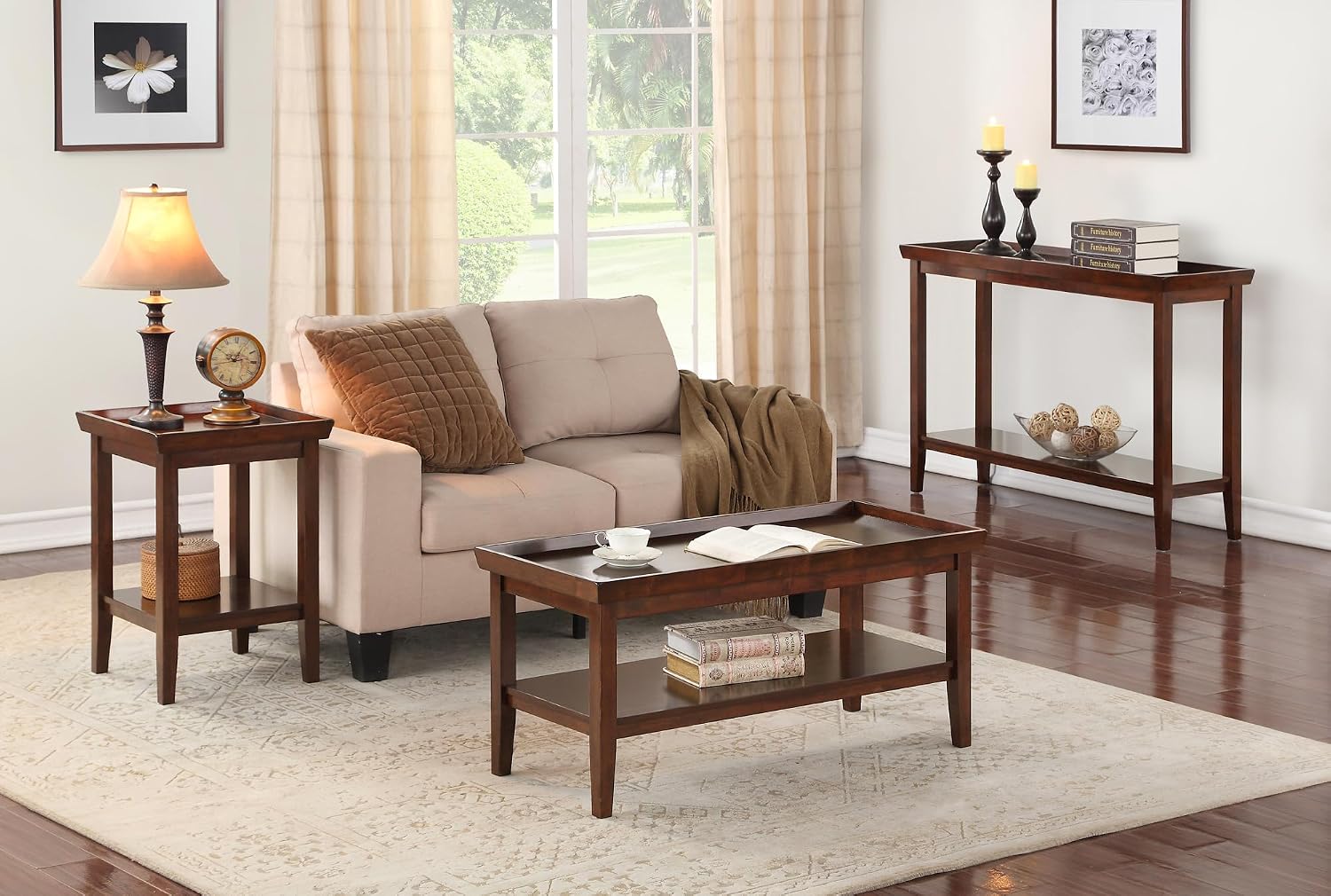 Convenience Concepts Ledgewood Console Table 48' - Modern Narrow Sofa Display Accent with Storage Shelf for Transitional, Traditional Living Room, Entryway, Hallway, or Bedroom, Espresso