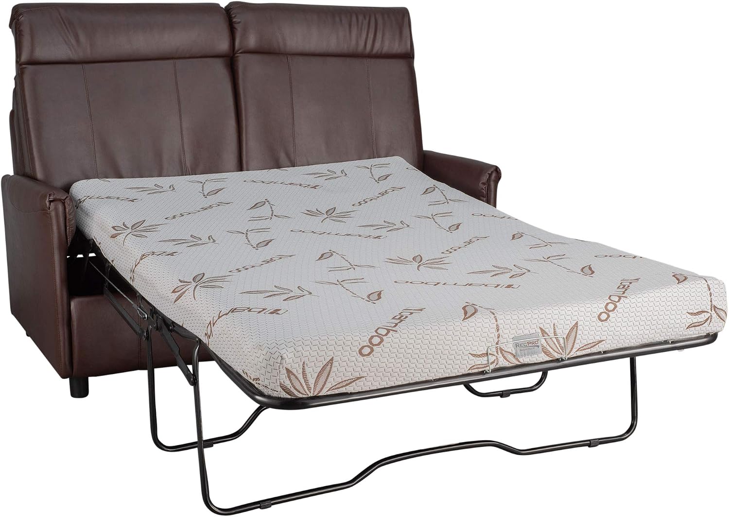 RecPro Charles Collection 60' RV Hide A Bed Loveseat | Memory Foam Mattress | Pull Out Couch | Mahogany