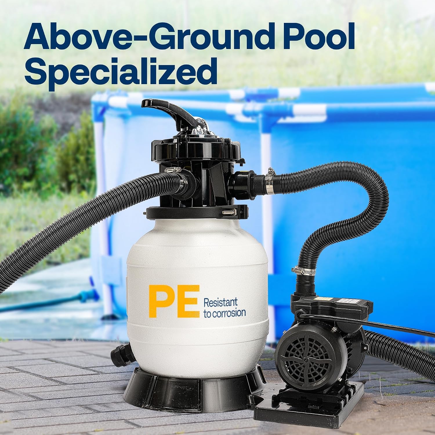 VIVOHOME 2087 GPH Sand Filter Pump for Above Ground Pools up to 4,600 Gallons, 7-Way Valve with 22 lb Sand Capacity, Heavy-Duty Rust-Resistant Housing