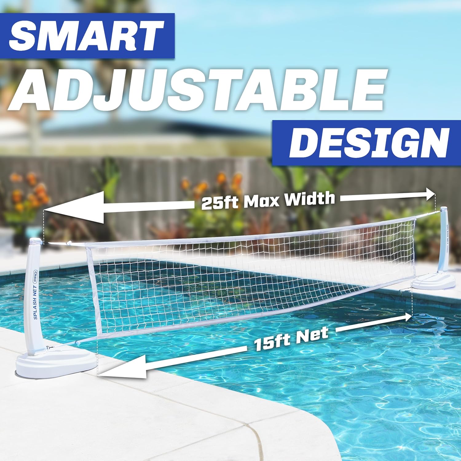 GoSports Splash Net PRO Pool Volleyball Net - Red, White, or Blue - Includes 2 Water Volleyballs and Pump