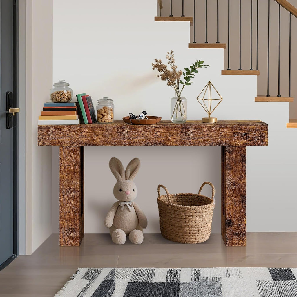 63 Inches Long Console Table, Wooden Entry Table for Entryway, Rustic Sofa Tables Behind Couch, Foyer Hallway Tables for Living Room, Entrance, Foyer