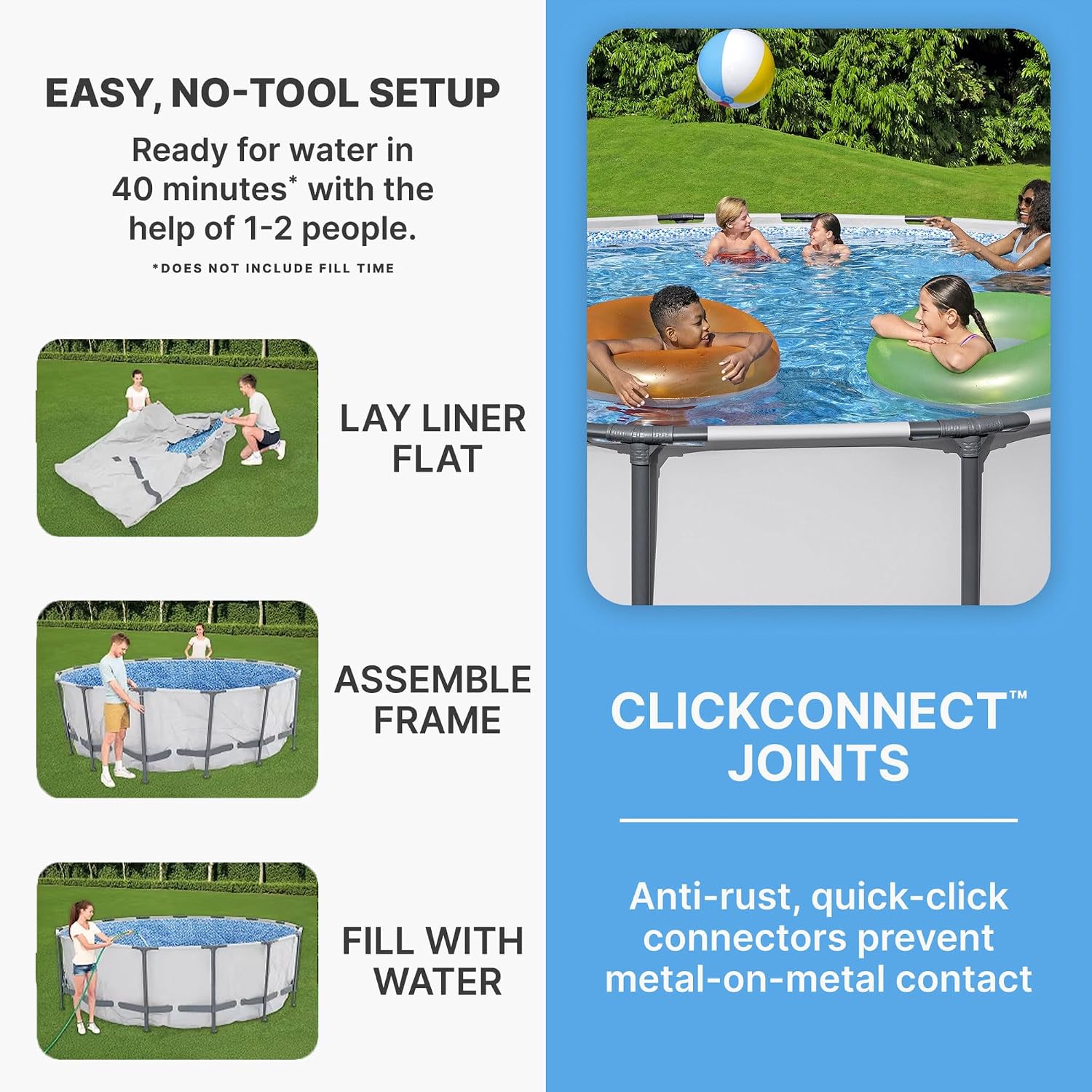 Bestway Steel Pro MAX 15' x 48' Above Ground Pool, Round Metal Frame Outdoor Swimming Pool Set with Filter Pump, Ladder, and Cover, Gray