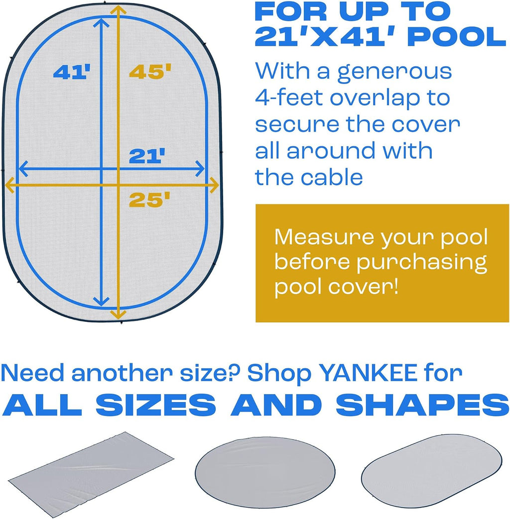 Yankee Pool Leaf Net Cover for Oval Pool 21x41 Ft.- Heavy-Duty 0.15' Above-Ground Leaf Net | Swimming Pool Net to Protect from Leaves, Debris, and Clogging