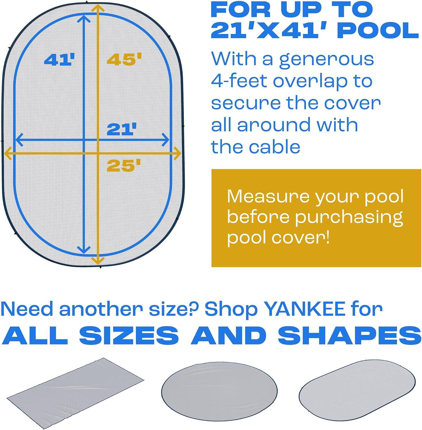 Yankee Pool Leaf Net Cover for Oval Pool 21x41 Ft.- Heavy-Duty 0.15' Above-Ground Leaf Net | Swimming Pool Net to Protect from Leaves, Debris, and Clogging