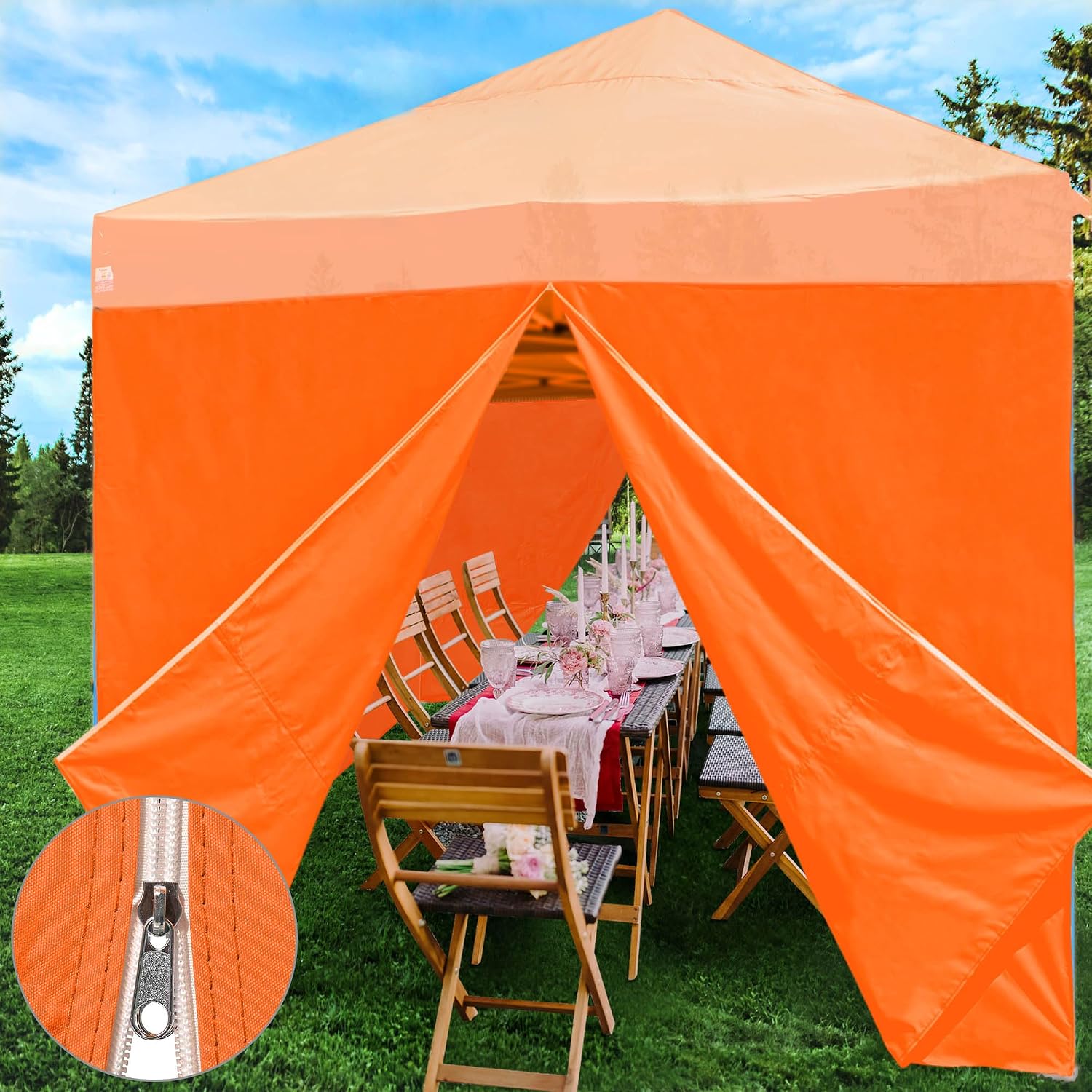 InstaHibit 6 Pack Side Wall for 10x20 Ft EZ Pop Up Canopy Tent UV50+ Zipper 550D (Sidewall Only)