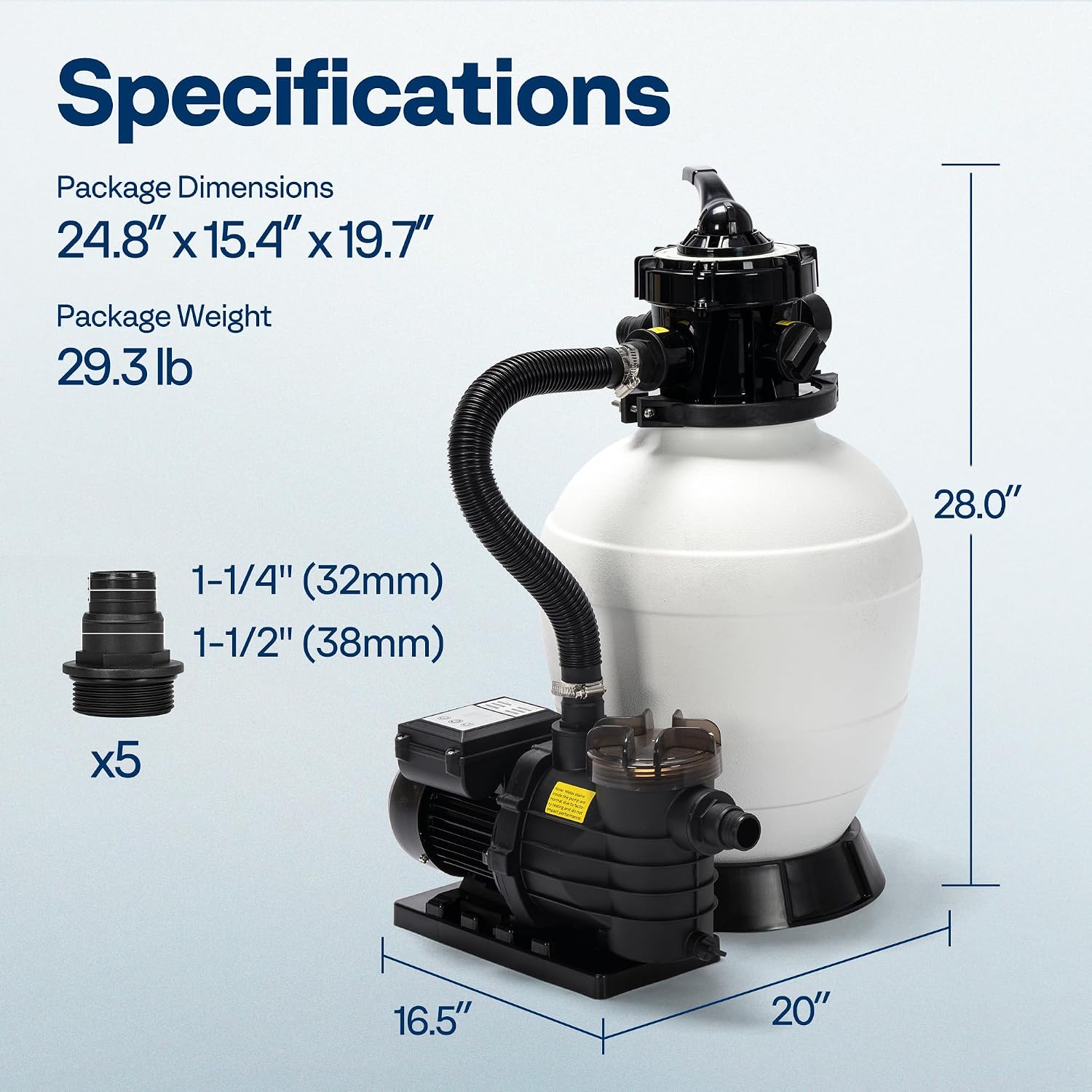 VIVOHOME Sand Filter Pump with 1/2 HP Motor, 2640 GPH w/Timer for in/Above Ground Pools up to 14,000 Gallons, 7-Way Valve with 55-Pound Sand Capacity